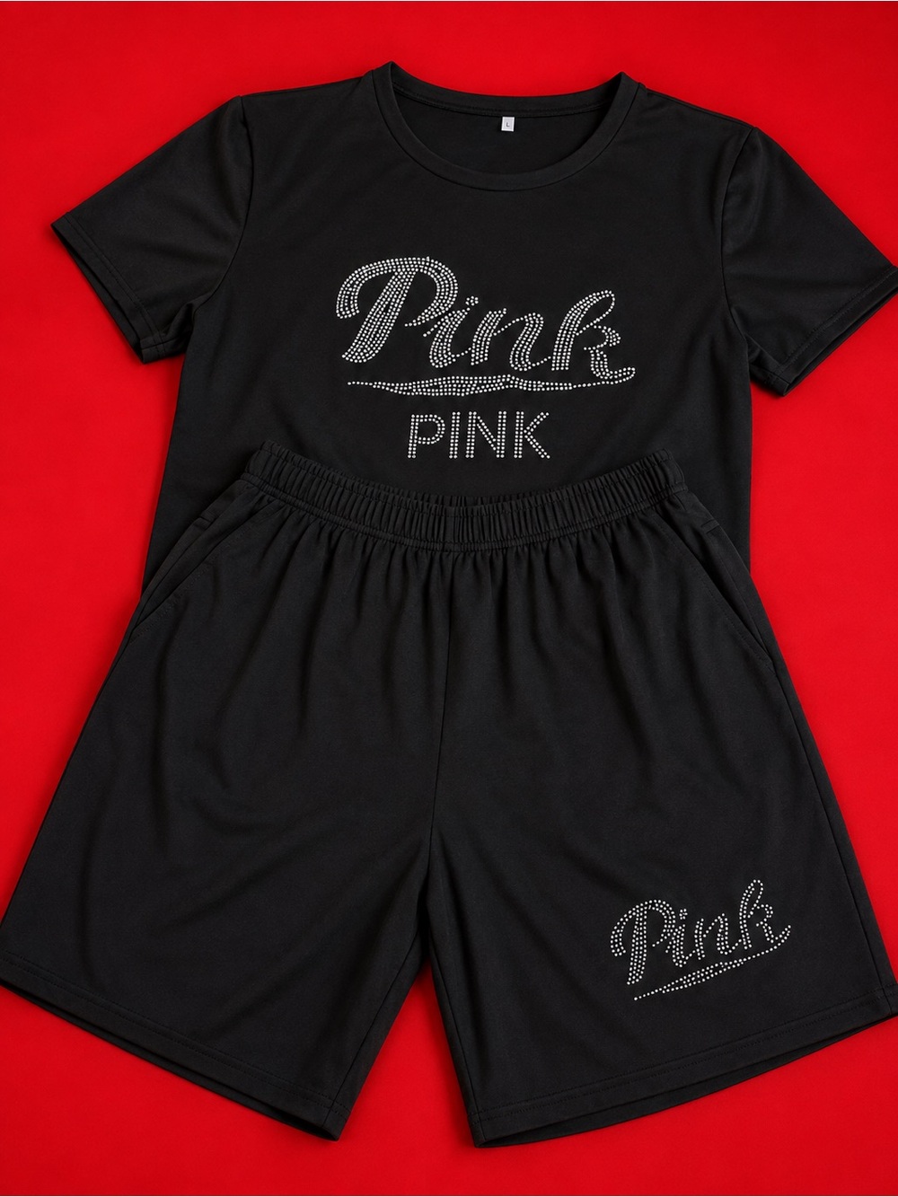 PINK Victoria's Secret Black Rhinestone Logo women set